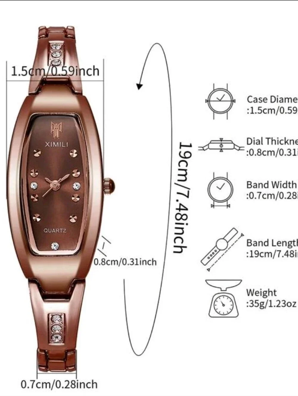 Women Brown Slim Elegant  CLassy Quartz Watch